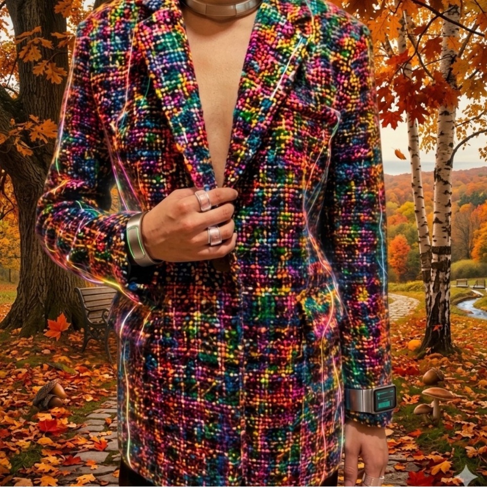 Blank NYC Multicolored Sequin Tweed Blazer Small Bling sparkly maximalist